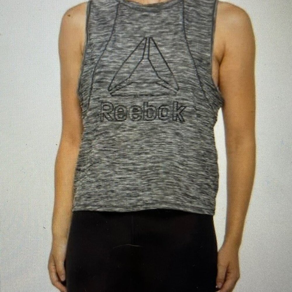 Reebok women Crop Top Throwback Black Heather NWT Size XL NEW